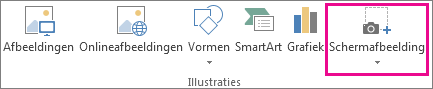 De knop Schermafbeelding in de groep Illustraties in Word