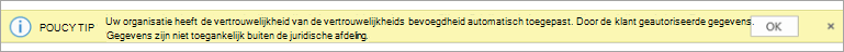 Schermopname van een beleidstip voor een automatisch toegepast vertrouwelijkheidslabel