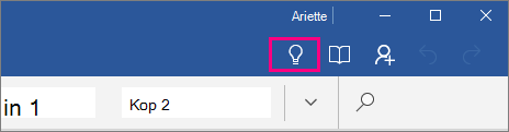 Geeft aan waar het Uitleg-pictogram zich bevindt op het lint in Word Mobile