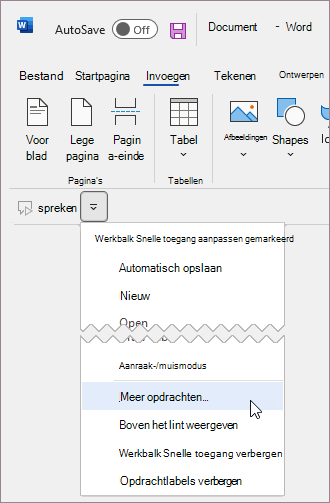 Een aangepaste opdracht toevoegen aan de werkbalk Snelle toegang
