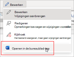Afbeelding van de opdracht Openen in desktop-app