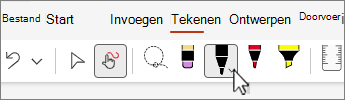 Schermafbeelding van het tabblad Tekenen met pennen.
