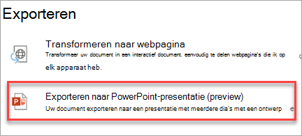 Exporteren naar PowerPoint-presentatie