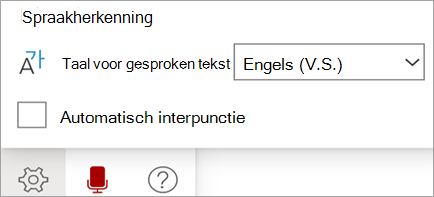 Hiermee wordt de werkbalk Dicteren weergegeven