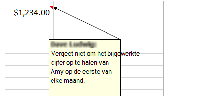 Notitie toevoegen aan uw spreadsheet