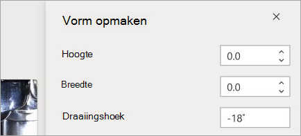 Toont besturingselementen voor het opmaken van shapes
