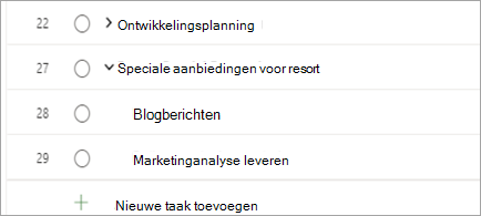 Toont projecttaken