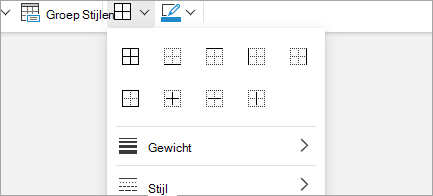 Tabelranden toevoegen