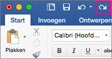 De opdracht Opnieuw is gemarkeerd op het lint.