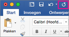 Het pictogram Herhalen is gemarkeerd op het lint.