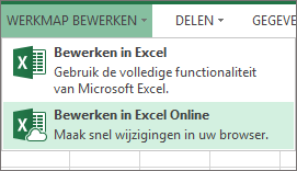 Bewerken in Excel Online in het menu Werkmap bewerken