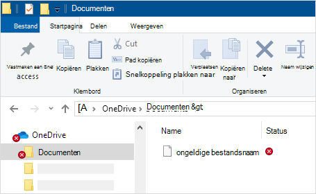 Bestandenverkenner met OneDrive-synchronisatie fout