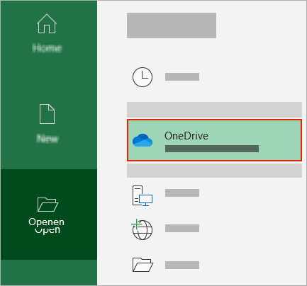 Dialoogvenster Office Openen met OneDrive-map