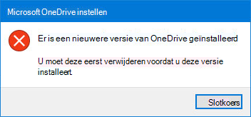 Pop-up met OneDrive-fout