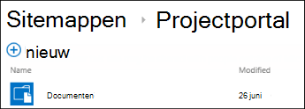 Selecteer een site in de lijst Sitemappen in Office 365 om de documentbibliotheken op die site te zien.