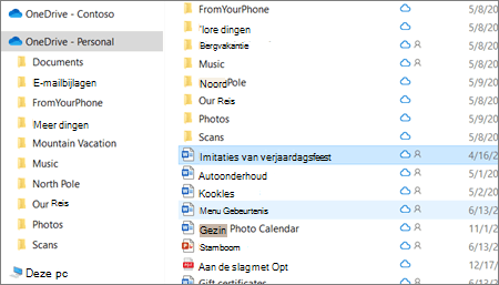 Een schermafbeelding van de map OneDrive - Persoonlijk in Verkenner.