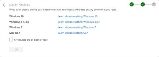 Schermopname van het scherm Rest-apparaten op de Website van OneDrive