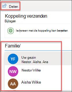 Delen-venster in OneDrive