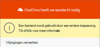 Dialoogvenster OneDrive-bestand in gebruik