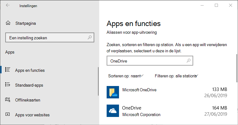 Instellingen voor de app OneDrive in Windows