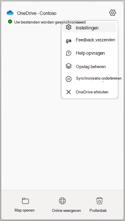 OneDrive-instellingen Synchronisatie stoppen