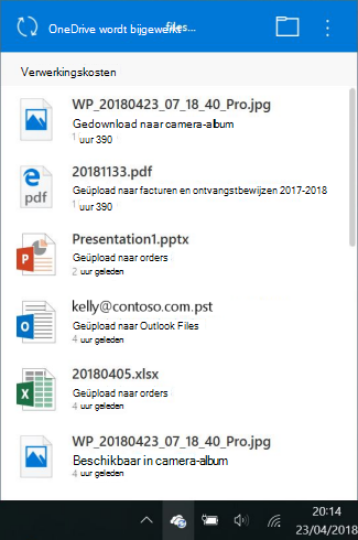OneDrive-scherm voor het verwerken van wijzigingen