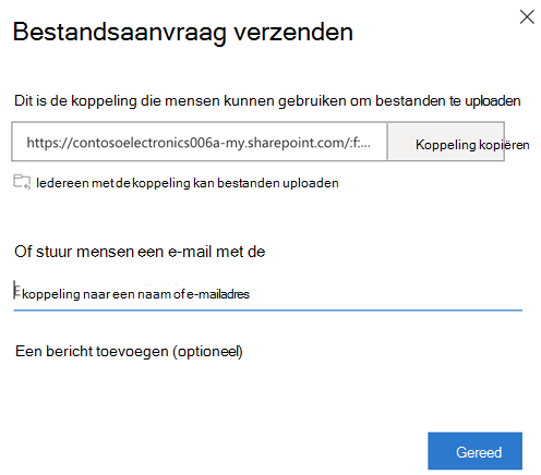 Gebruikersinterface voor bestandsaanvraag verzenden