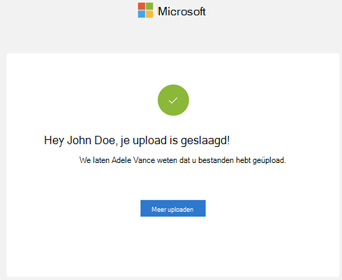 Prompt dat het uploaden is geslaagd