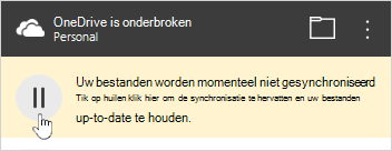 Knop OneDrive onderbroken