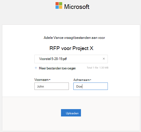 Uploadvak bestanden aanvragen