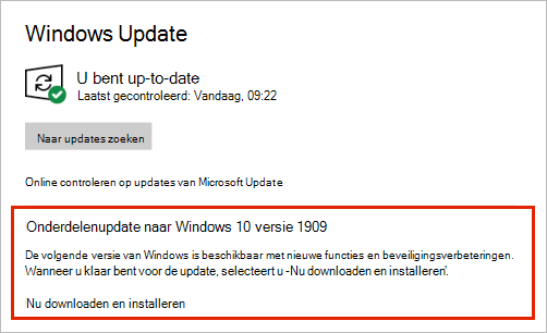 Windows Update met plaatsing van onderdelenupdates