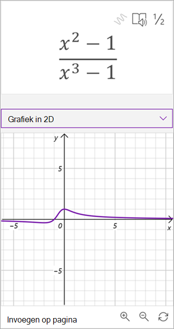 schermopname van wiskundige assistent gegenereerde grafiek voor de vergelijking x kwadraat - 1 over x tot de derde min 1
