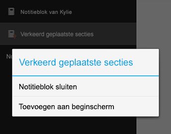 De opdracht Notitieblok sluiten in OneNote voor Android
