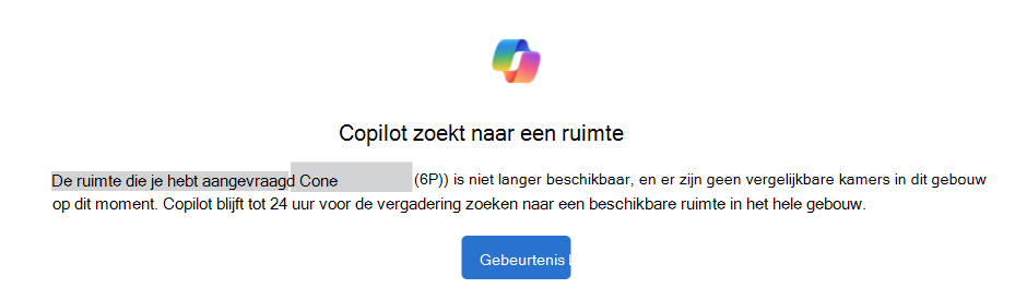 Voorbeeld van de Copilot zoekt naar een ruimtemelding met een knop Gebeurtenis bewerken.