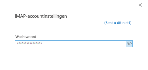 Dialoogvenster account instellen, wachtwoordpagina.