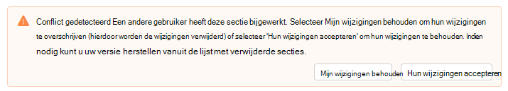 Schermafbeelding met een conflict Waarschuwing gevonden in Outlook-nieuwsbrieven
