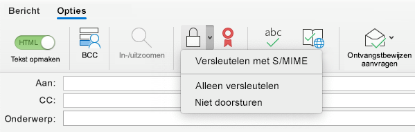 Optie Versleutelen met S/MIME