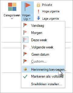Als de taak al in een eigen venster is geopend, selecteert u Taak > opvolgen > Herinnering toevoegen.