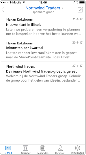 Gespreksweergave in de mobiele Outlook-app