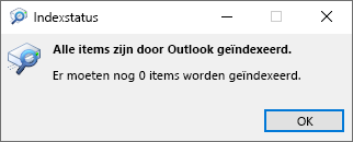 Indexeringsstatus voor zoeken in Outlook