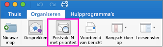 Knop Postvak IN met prioriteit op het tabblad Organiseren van het lint
