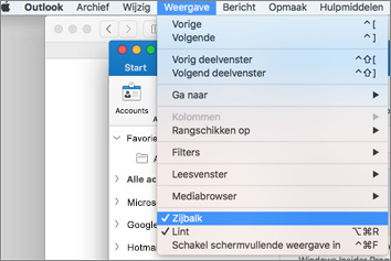 Selecteer Zijbalk weergeven > om uw lijst met mappen weer te geven