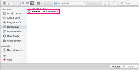 Kies de e-mailsjabloon die u wilt gebruiken