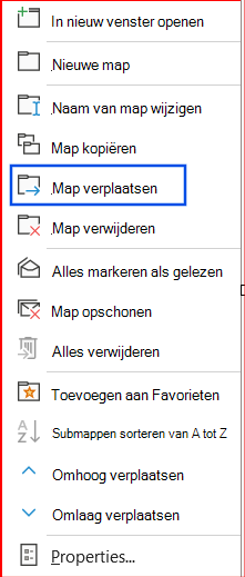 Schermafbeelding van de optie Map verplaatsen geselecteerd in het navigatiedeelvenster.