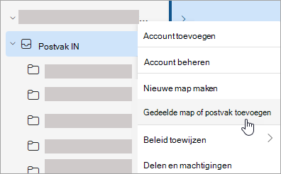 Schermopname van de selectie voor Gedeelde map of postvak toevoegen