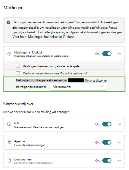 Selecteer Uitvouwen om meer meldingsopties weer te geven