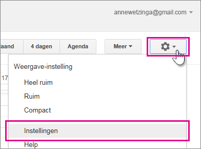 google agenda - instellingen - instellingen