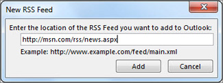 De URL voor de RSS-feed invoeren