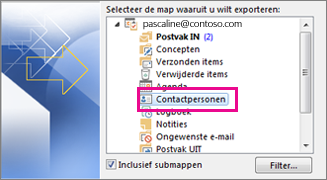 Contactpersonen exporteren