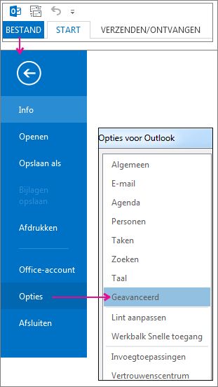 Bestandsopties >> Geavanceerd